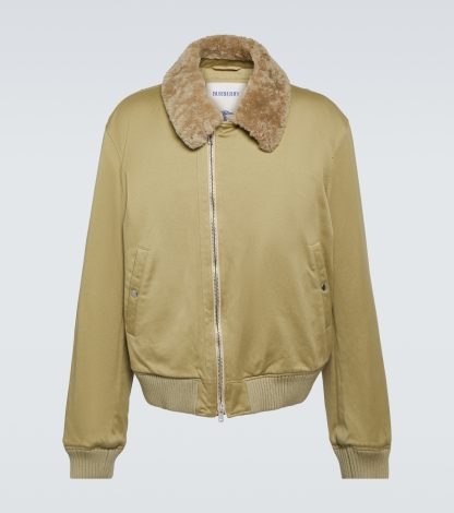 acquistare il lusso Burberry Giacca in cotone bordata di shearling in beige