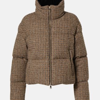 acquistare il lusso Moncler Piumino Seboune cropped bouclé marrone