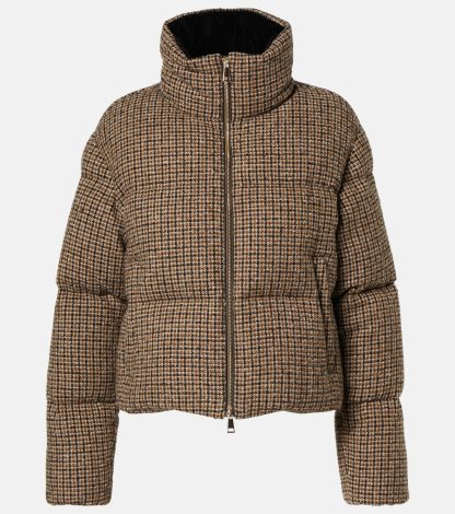 acquistare il lusso Moncler Piumino Seboune cropped bouclé marrone