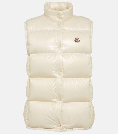 acquistare un designer Moncler Gilet Badia in piuma d'oca bianco