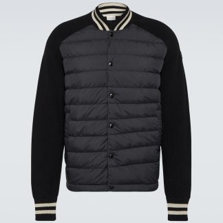 acquistare un designer Moncler Piumino nero bordato di cotone