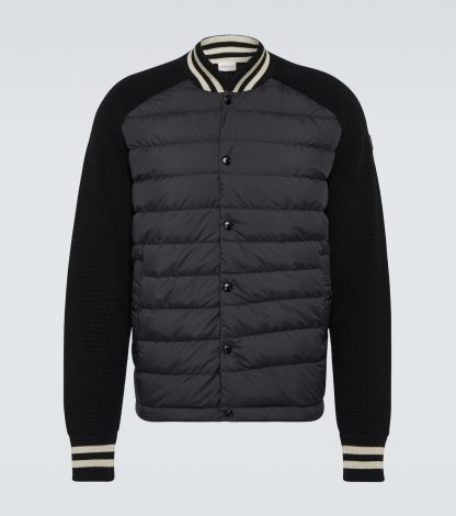 acquistare un designer Moncler Piumino nero bordato di cotone