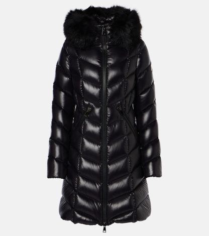 designer a basso costo Moncler Piumino Fulmarus in nero con bordo in shearling