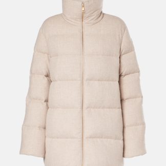 designer all'ingrosso Moncler Piumino Bonaguil in lana e cashmere beige