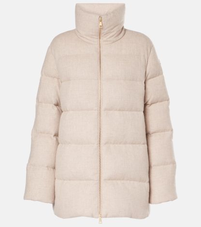 designer all'ingrosso Moncler Piumino Bonaguil in lana e cashmere beige