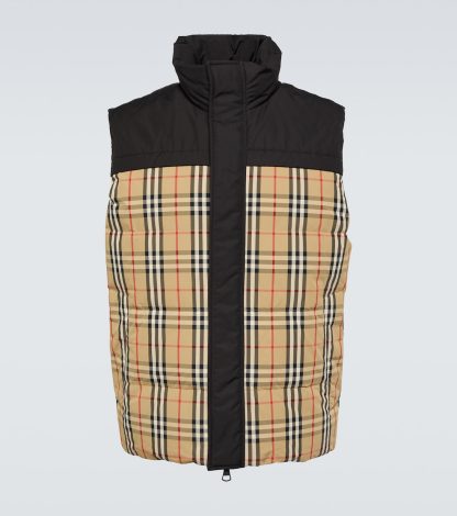 designer contraffatto Burberry Gilet reversibile in piuma d'oca Burberry Check multicolore