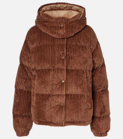 designer contraffatto Moncler Piumino Daos in velluto a coste marrone