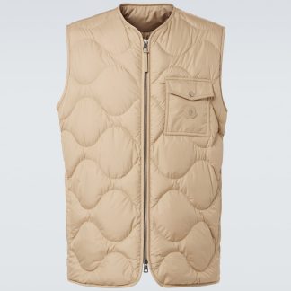 designer di alta qualità Moncler Gilet trapuntato in piuma d'oca Tambosi in beige