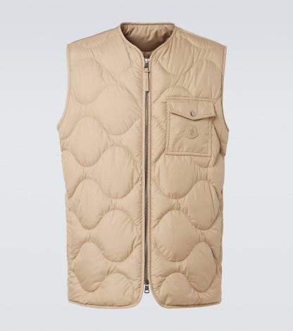 designer di alta qualità Moncler Gilet trapuntato in piuma d'oca Tambosi in beige