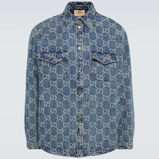 designer di moda Gucci Giacca in denim jacquard GG in blu