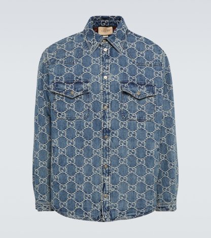 designer di moda Gucci Giacca in denim jacquard GG in blu