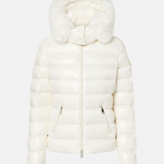 designer di moda Moncler Piumino Badyf con bordo in shearling di colore bianco