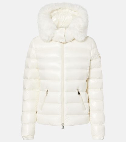 designer di moda Moncler Piumino Badyf con bordo in shearling di colore bianco