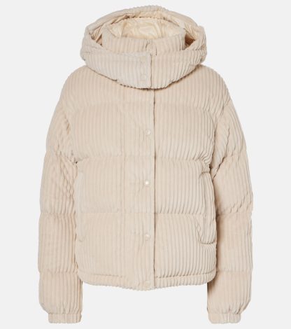 designer di moda Moncler Piumino Daos in velluto a coste bianco