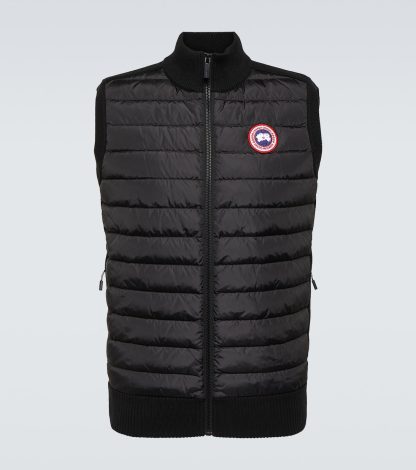 designer di vendita calda Canada Goose Gilet in lana con pannelli in piuma d'oca HyBridge nero