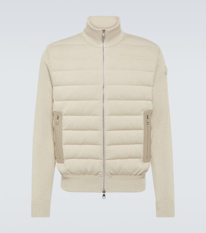 designer di vendita calda Moncler Cardigan in cotone bordato in pelle