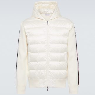 designer di vendita calda Moncler Felpa con cappuccio imbottita a righe in bianco