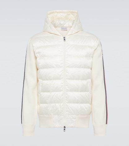 designer di vendita calda Moncler Felpa con cappuccio imbottita a righe in bianco