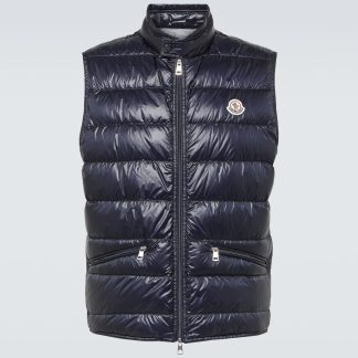 designer di vendita calda Moncler Gilet Gui in piuma d'oca blu