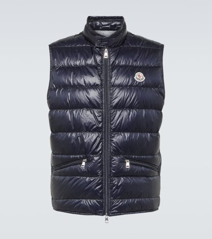 designer di vendita calda Moncler Gilet Gui in piuma d'oca blu