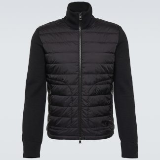 lusso all'ingrosso Moncler Maglia cardigan in misto lana nero