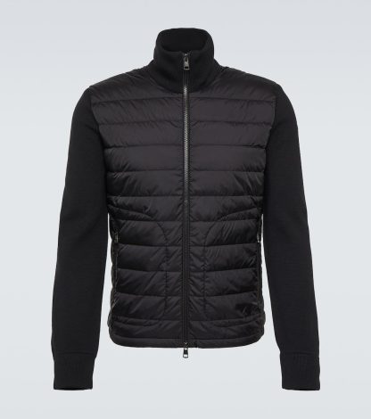 lusso all'ingrosso Moncler Maglia cardigan in misto lana nero