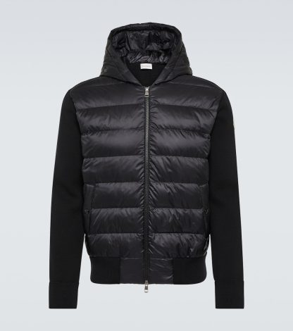 lusso di alta qualità Moncler Felpa con cappuccio imbottita a righe in nero