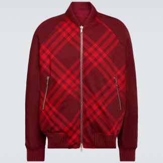 lusso falso Burberry Bomber in misto lana check in rosso