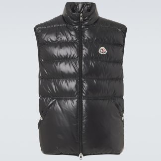 moda lusso Moncler Gilet Aube in piuma d'oca nero