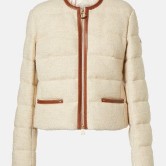 moda lusso Moncler Piumino Serinde bordato in pelle di colore bianco