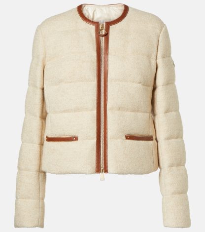 moda lusso Moncler Piumino Serinde bordato in pelle di colore bianco