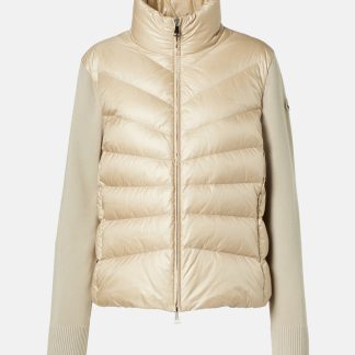 replica di lusso Moncler Cardigan in lana con pannelli in piuma d'oca