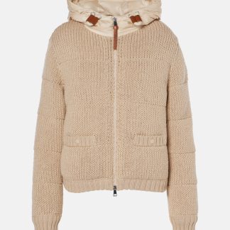 replica di lusso Moncler Giacca puffer in lana a coste in beige