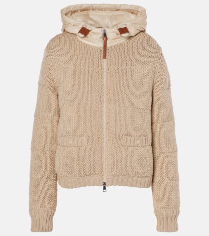 replica di lusso Moncler Giacca puffer in lana a coste in beige