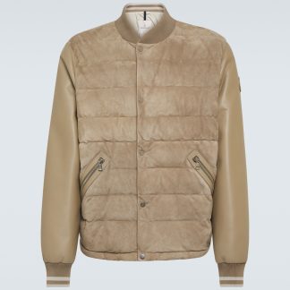 vendita calda di lusso Moncler Bomber Chalanches in pelle e piuma d'oca beige