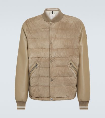 vendita calda di lusso Moncler Bomber Chalanches in pelle e piuma d'oca beige