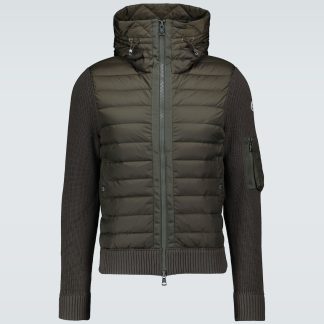 vendita calda di lusso Moncler Giacca con pannelli in tricot di colore verde