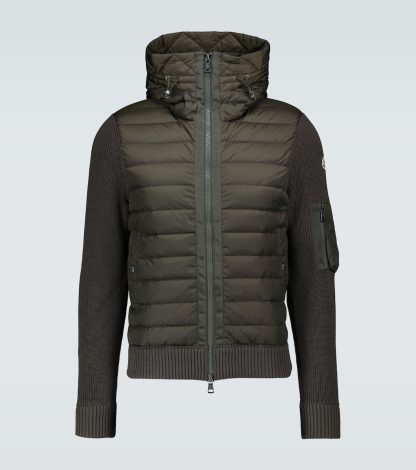 vendita calda di lusso Moncler Giacca con pannelli in tricot di colore verde